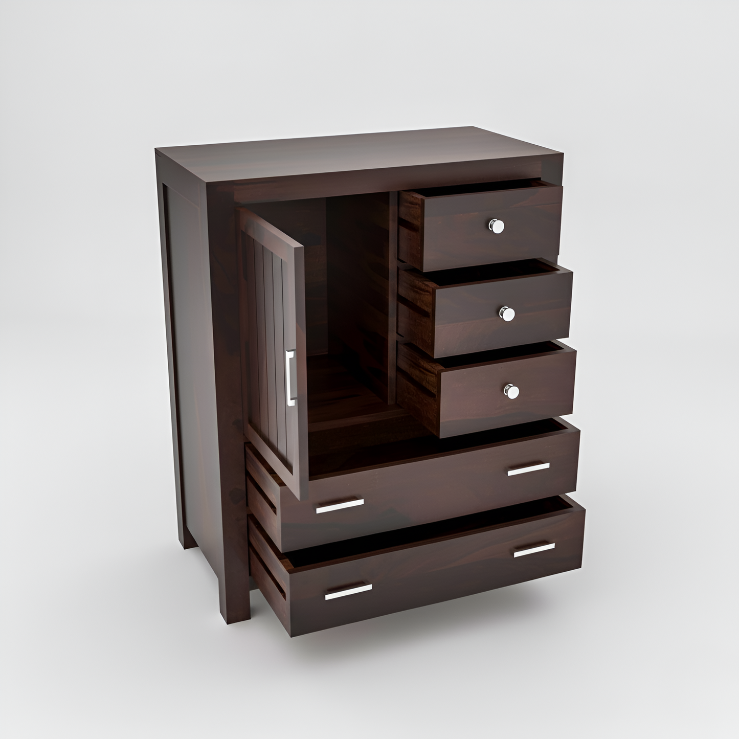 JH Decore Solid Sheesham Wood Tallboy Storage Cabinet