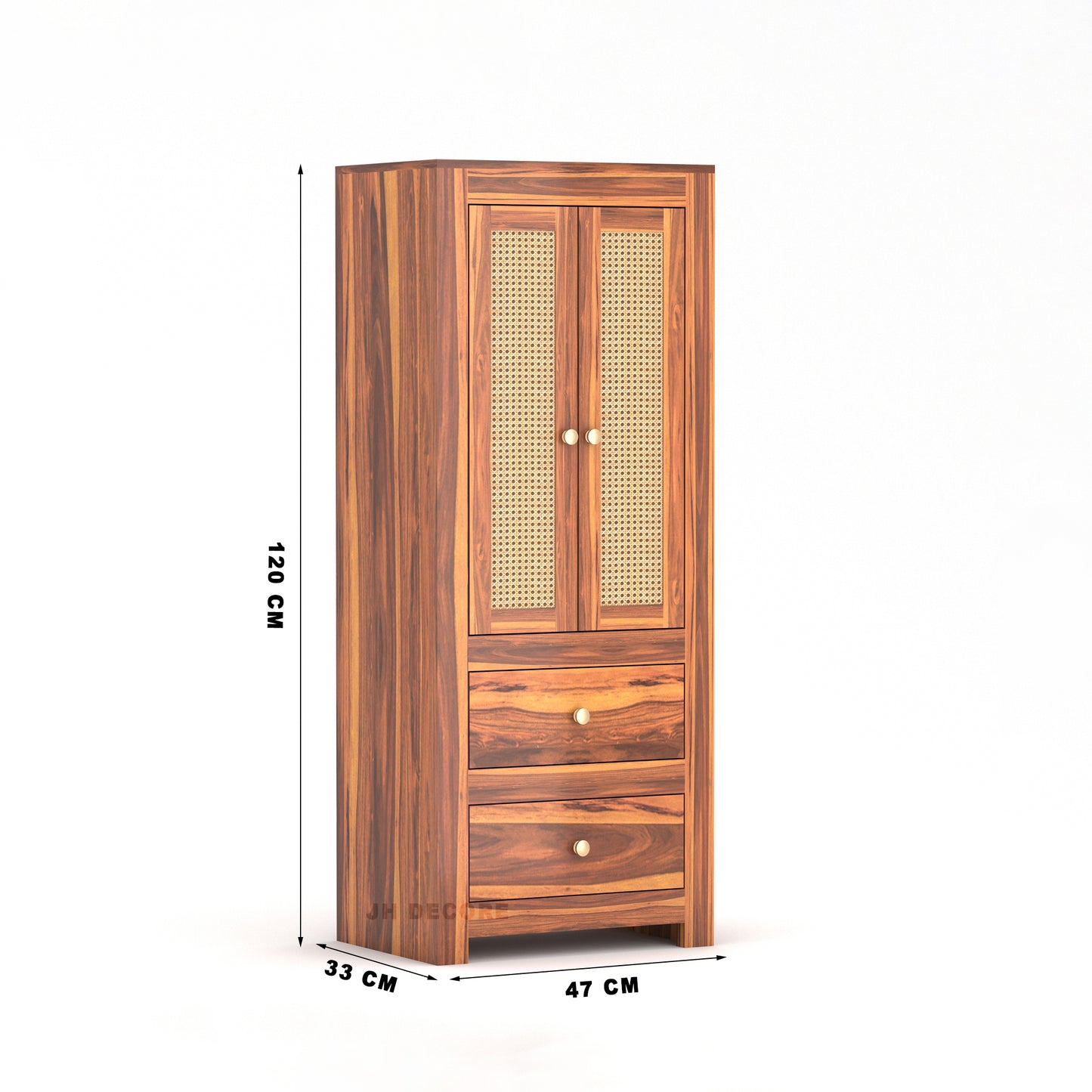JH Decore Solid Sheesham Wood Almirah For Bedroom