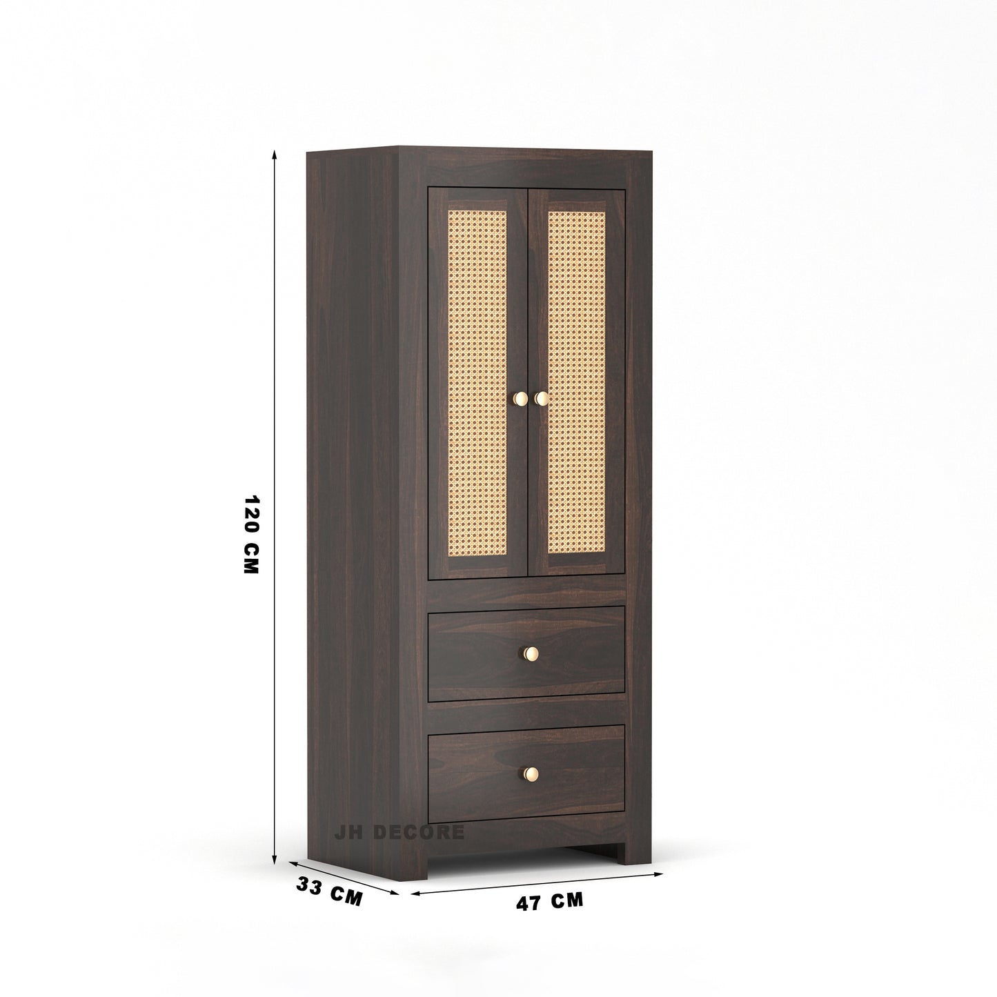 JH Decore Solid Sheesham Wood Almirah For Bedroom