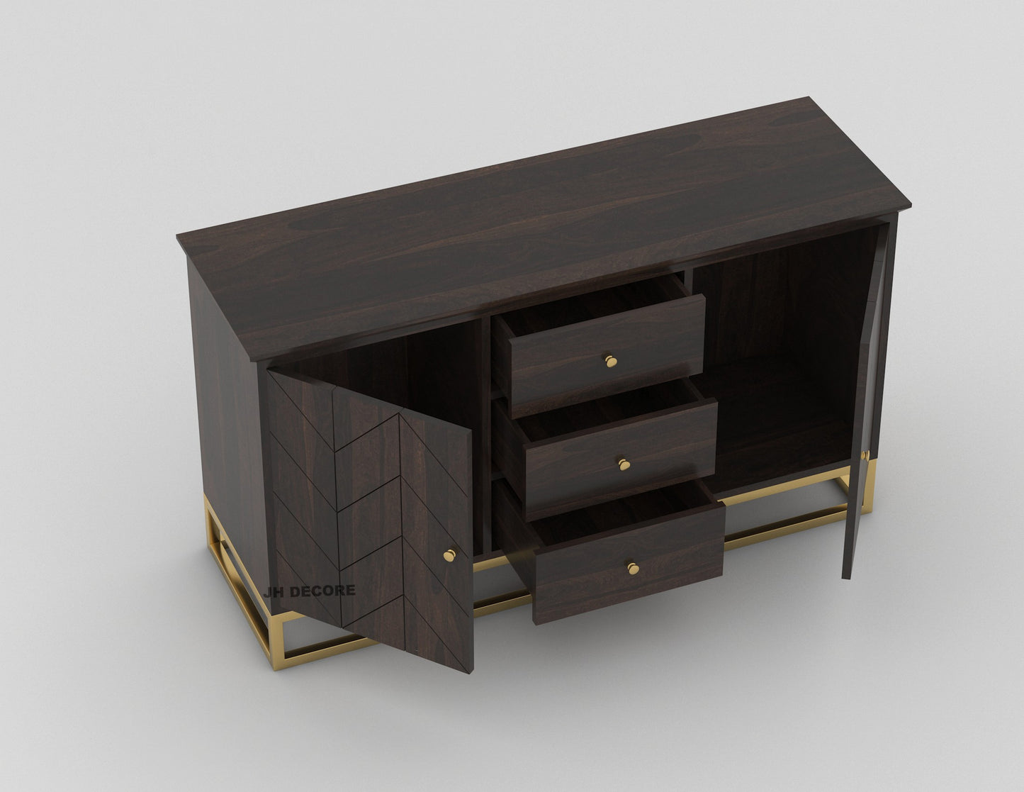 JH Decore Solid Sheesham Wood Sideboard Cabinet