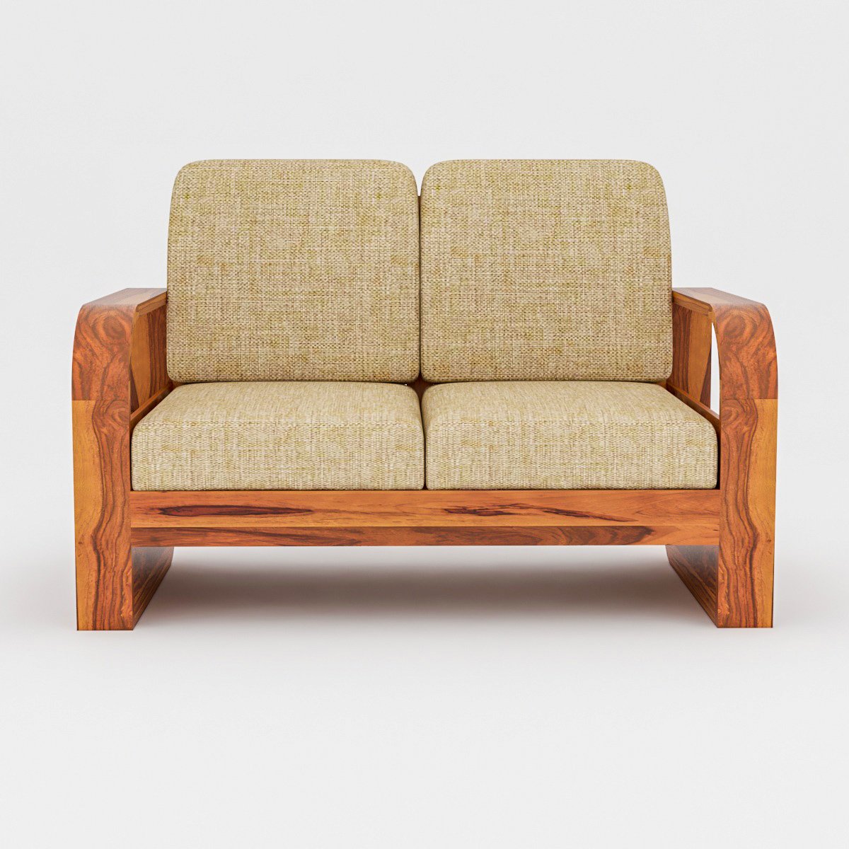 Sheesham Wood 2 Seater Sofa with Curve Handle | JH Decor - Image 2