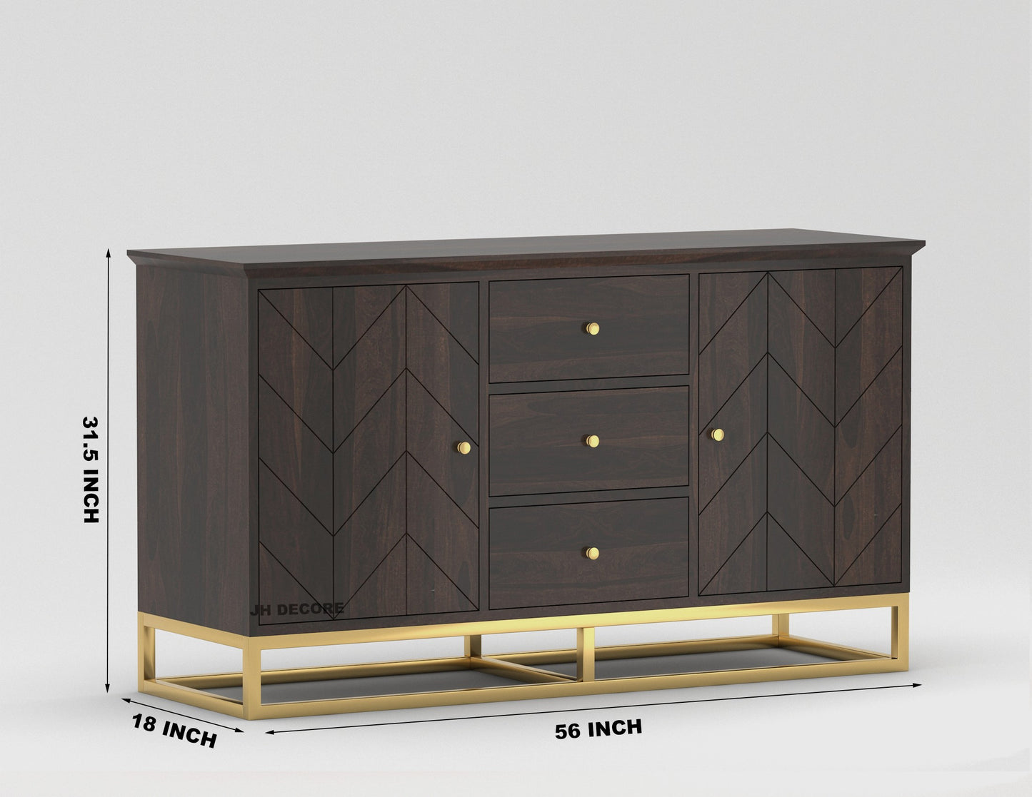 JH Decore Solid Sheesham Wood Sideboard Cabinet