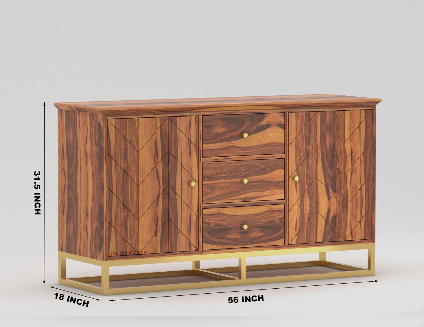 JH Decore Solid Sheesham Wood Sideboard Cabinet