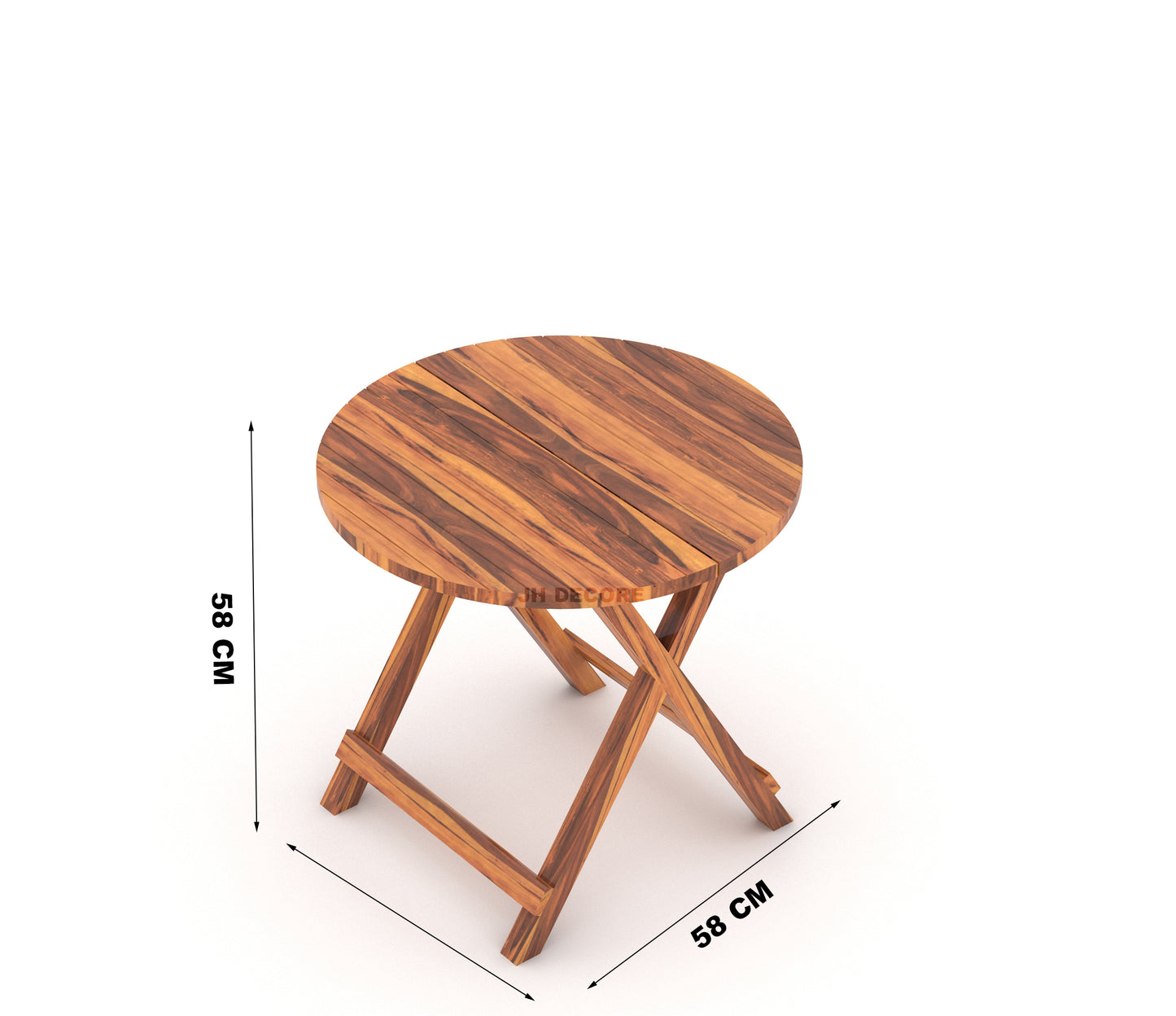JH Decore Solid Sheesham Wood Folding Coffee Table Set with Cushioned Chairs
