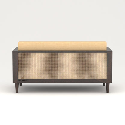 JH Decore Solid Sheesham Wood Cane Design 3 Seater Sofa