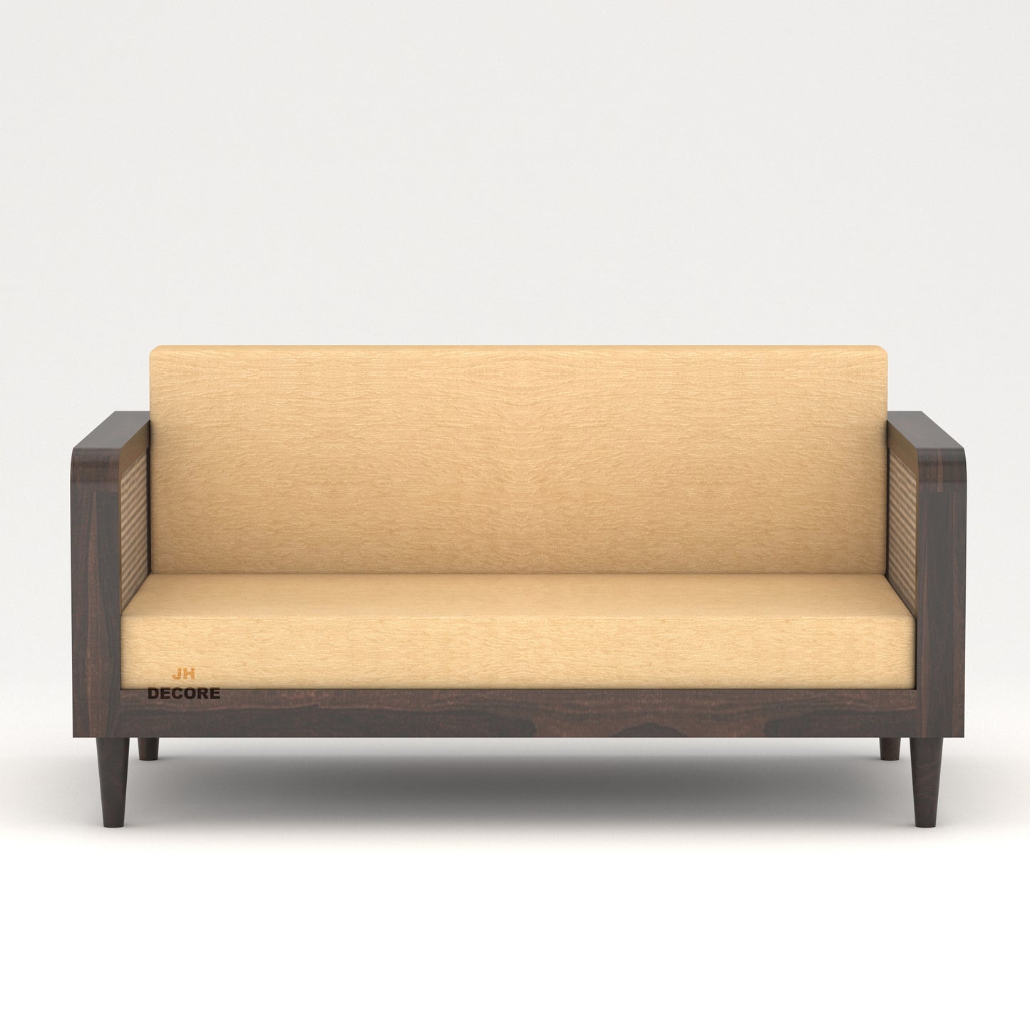 JH Decore Solid Sheesham Wood Cane Design 3 Seater Sofa