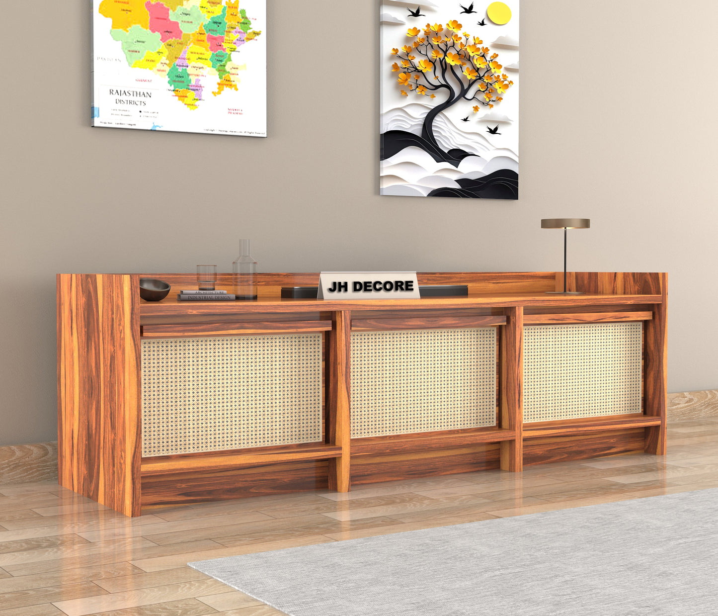 JH Decore Solid Sheesham Wood TV Unit for Living Room