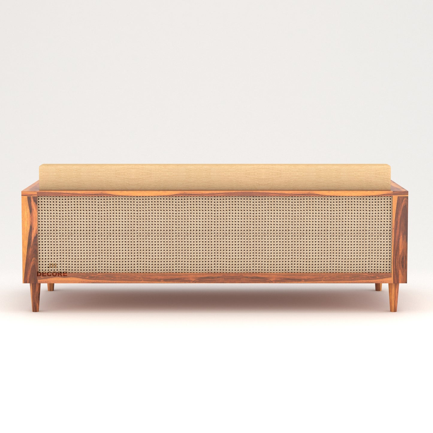 JH Decore Solid Sheesham Wood Cane Design 3 Seater Sofa