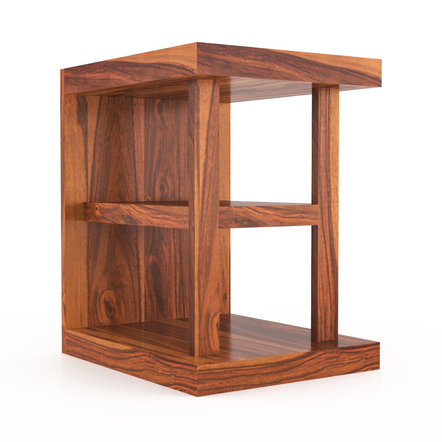 Sheesham Wood Side Table with Shelf | Honey Finish | JH Decor - Image 2