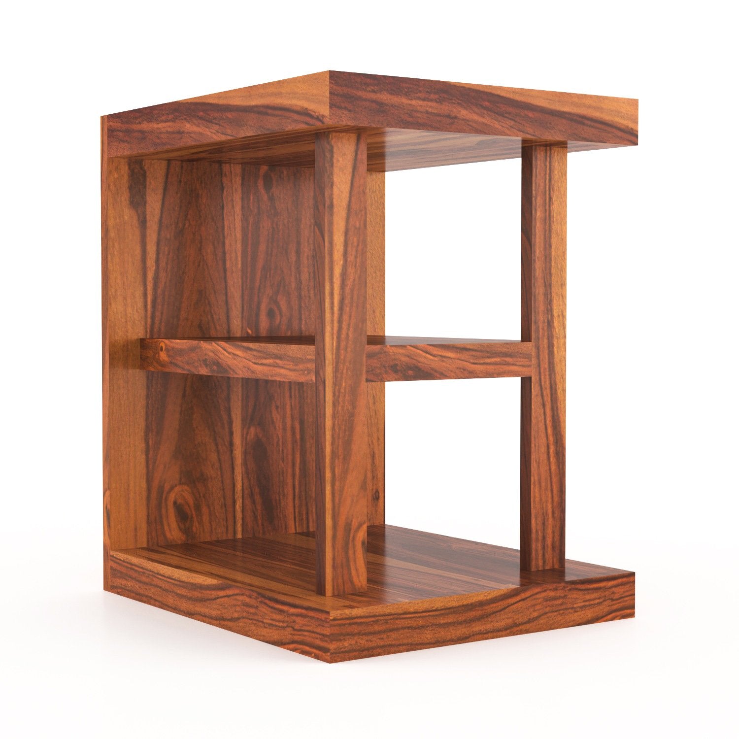 Sheesham Wood Side Table with Shelf | Honey Finish | JH Decor - Image 2