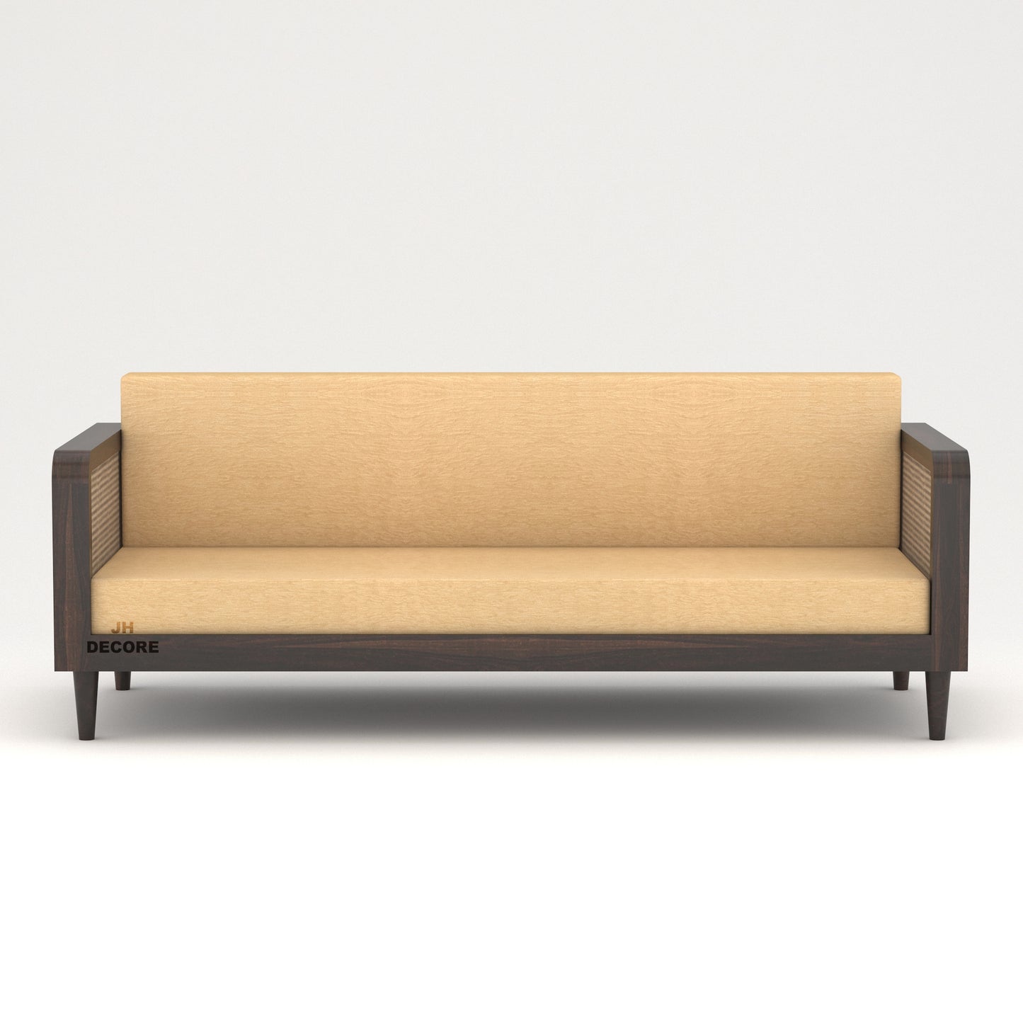 JH Decore Solid Sheesham Wood Cane Design 3 Seater Sofa