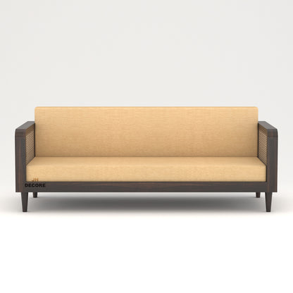 JH Decore Solid Sheesham Wood Cane Design 3 Seater Sofa