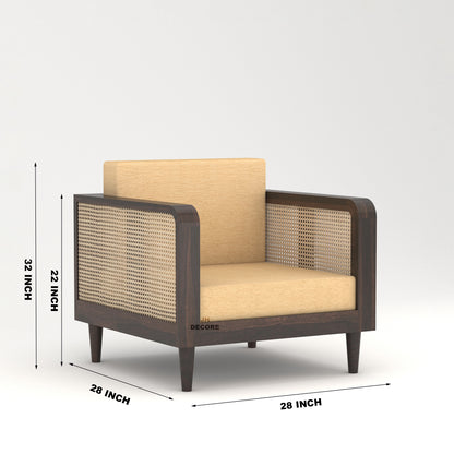 JH Decore Solid Sheesham Wood Cane Design Sofa Set (1+2+3 Seater)