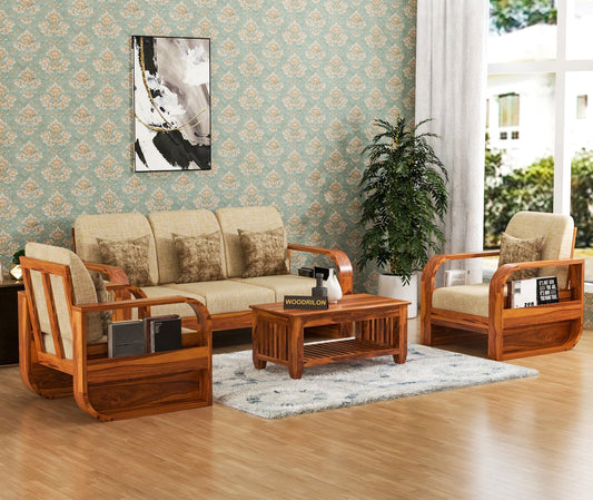 Sheesham Wood 5 Seater Sofa Set 3+1+1 | JH Decor