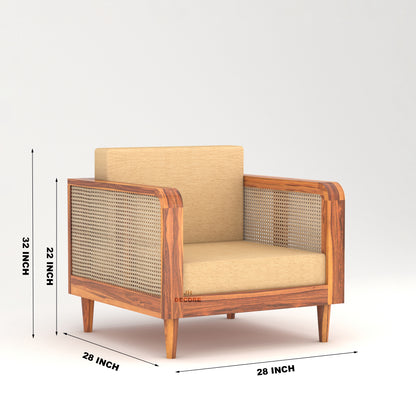 JH Decore Solid Sheesham Wood Cane Design Sofa Set (1 + 2 + 3 )