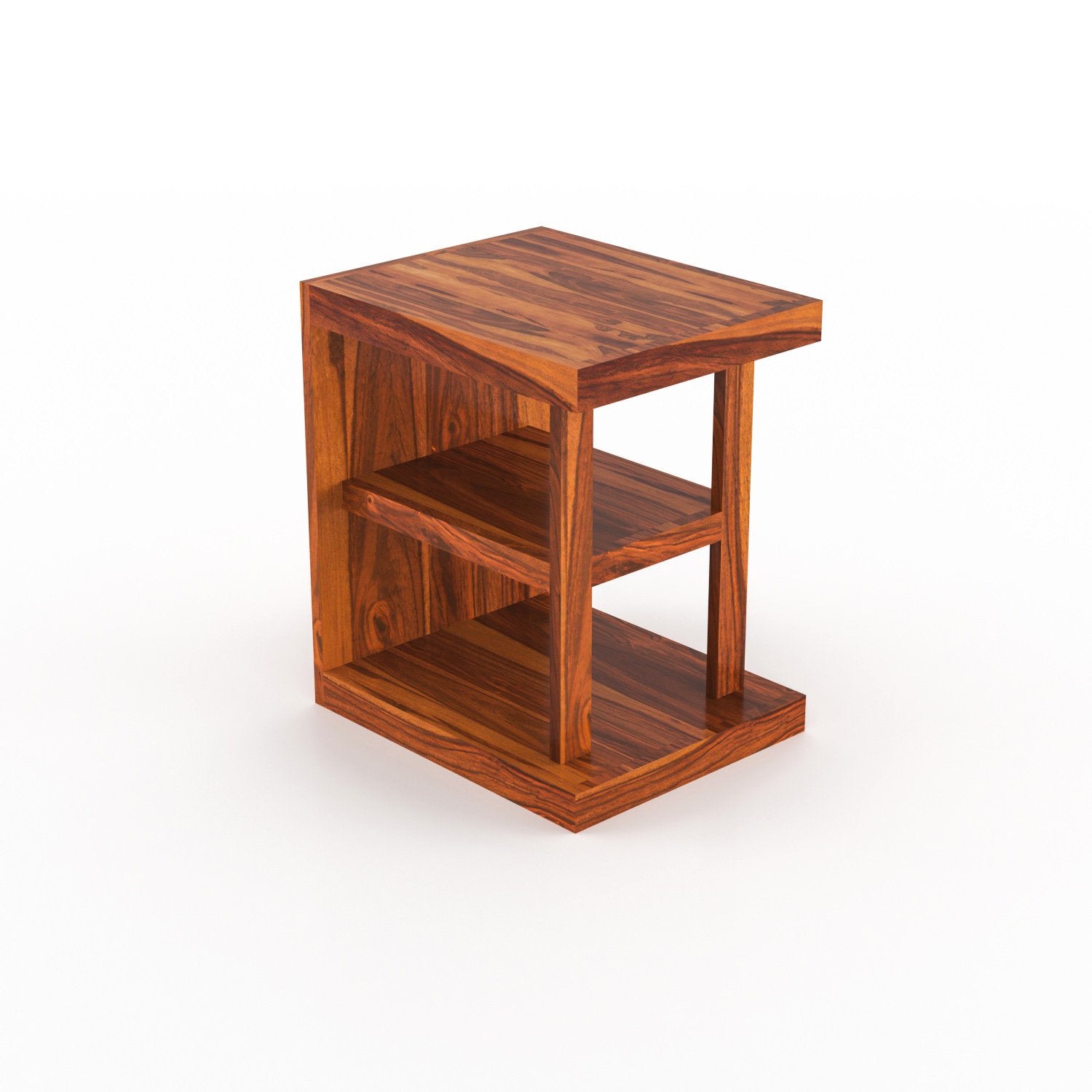 Sheesham Wood Side Table with Shelf | Honey Finish | JH Decor - Image 4