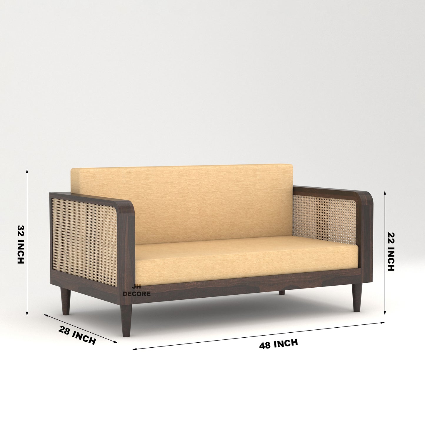 JH Decore Solid Sheesham Wood Cane Design Sofa Set (1+2+3 Seater)
