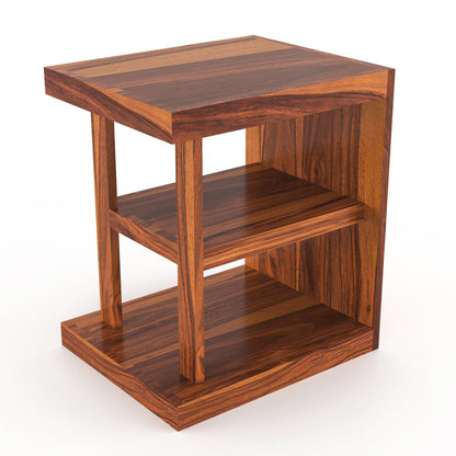 Sheesham Wood Side Table with Shelf | Honey Finish | JH Decor - Image 5