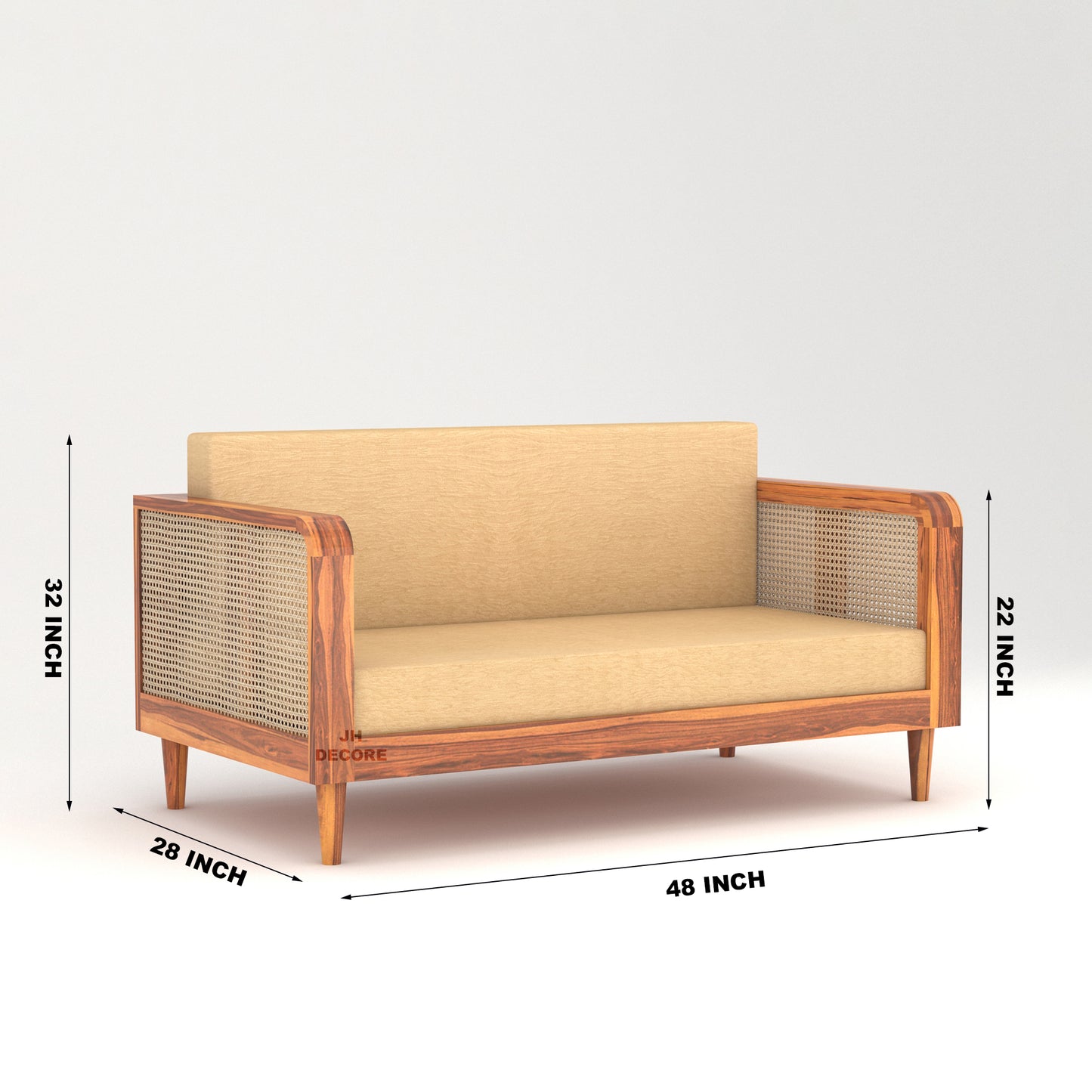 JH Decore Solid Sheesham Wood Cane Design Sofa Set (1 + 2 + 3 )
