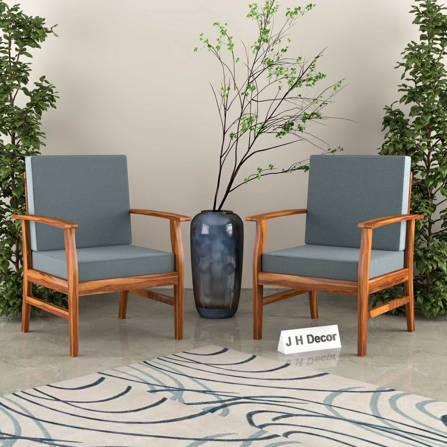 JH Decore Solid Sheesham Wood Lounge Accent Chair