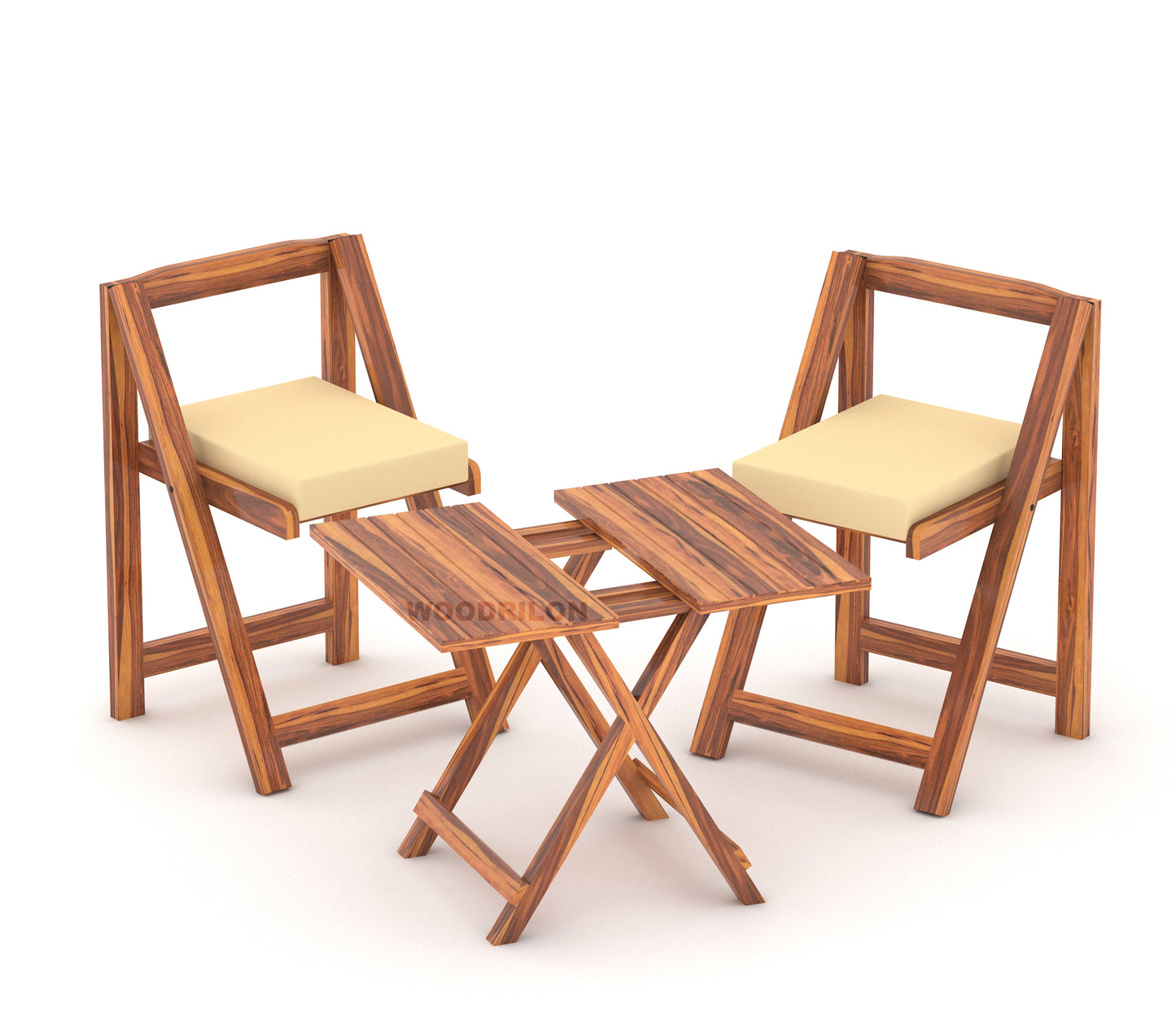 JH Decore Solid Sheesham Wood Folding Dining Table Set with Cushioned Chairs
