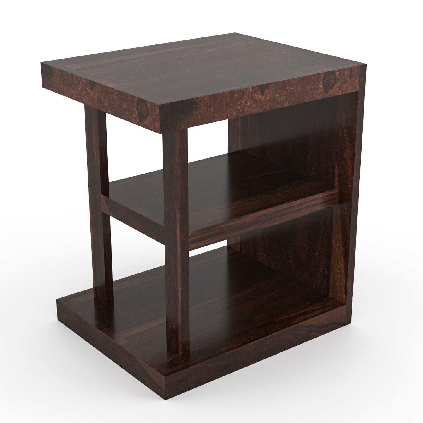 Sheesham Wood Side Table with Shelf | Walnut Finish | JH Decor - Image 2
