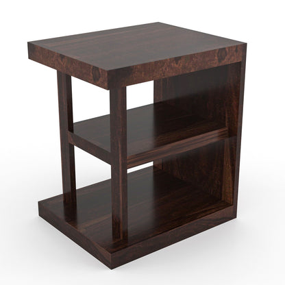 Sheesham Wood Side Table with Shelf | Walnut Finish | JH Decor - Image 2