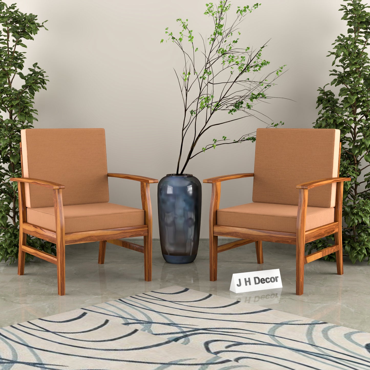 JH Decore Solid Sheesham Wood Lounge Accent Chair