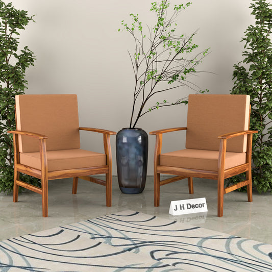 JH Decore Solid Sheesham Wood Lounge Accent Chair