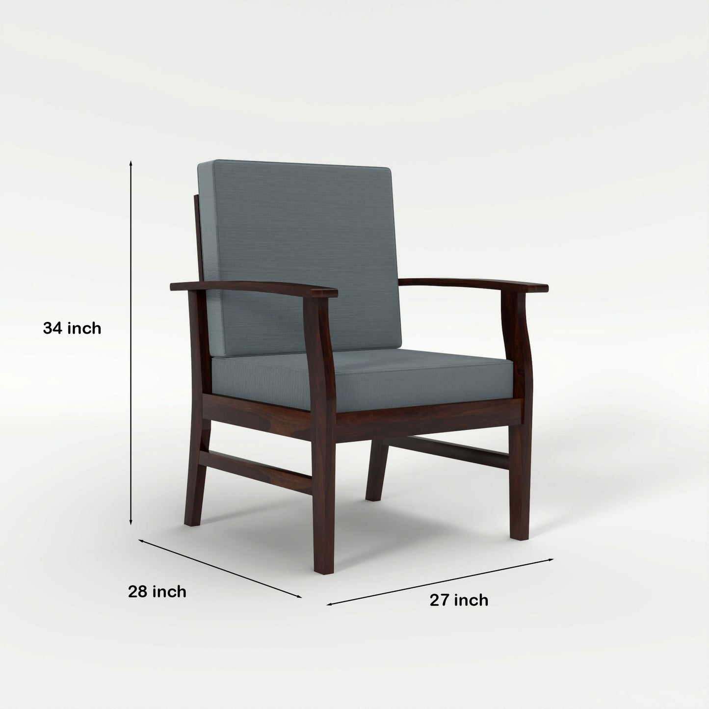JH Decore Solid Sheesham Wood Lounge Accent Chair