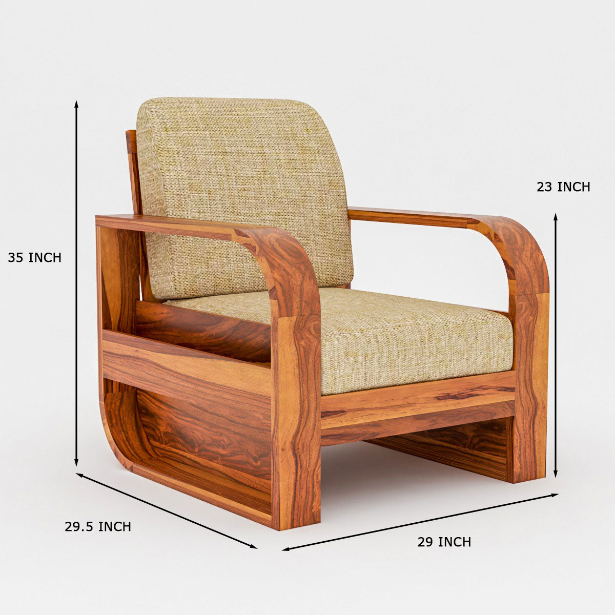 JH Decore Solid Sheesham Wood 4 Seater Sofa Set