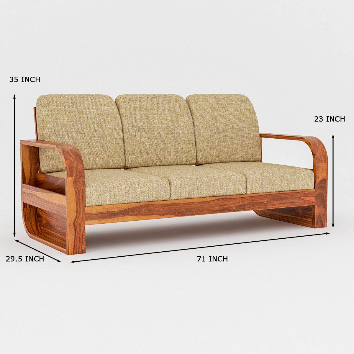 JH Decore Solid Sheesham Wood 4 Seater Sofa Set For Livingroom
