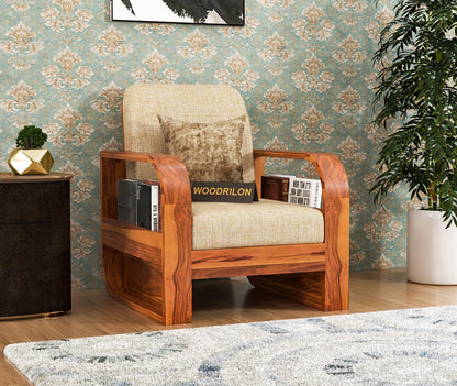 Sheesham Wood 1 Seater Sofa for Living Room | JH Decor - Honey Finish