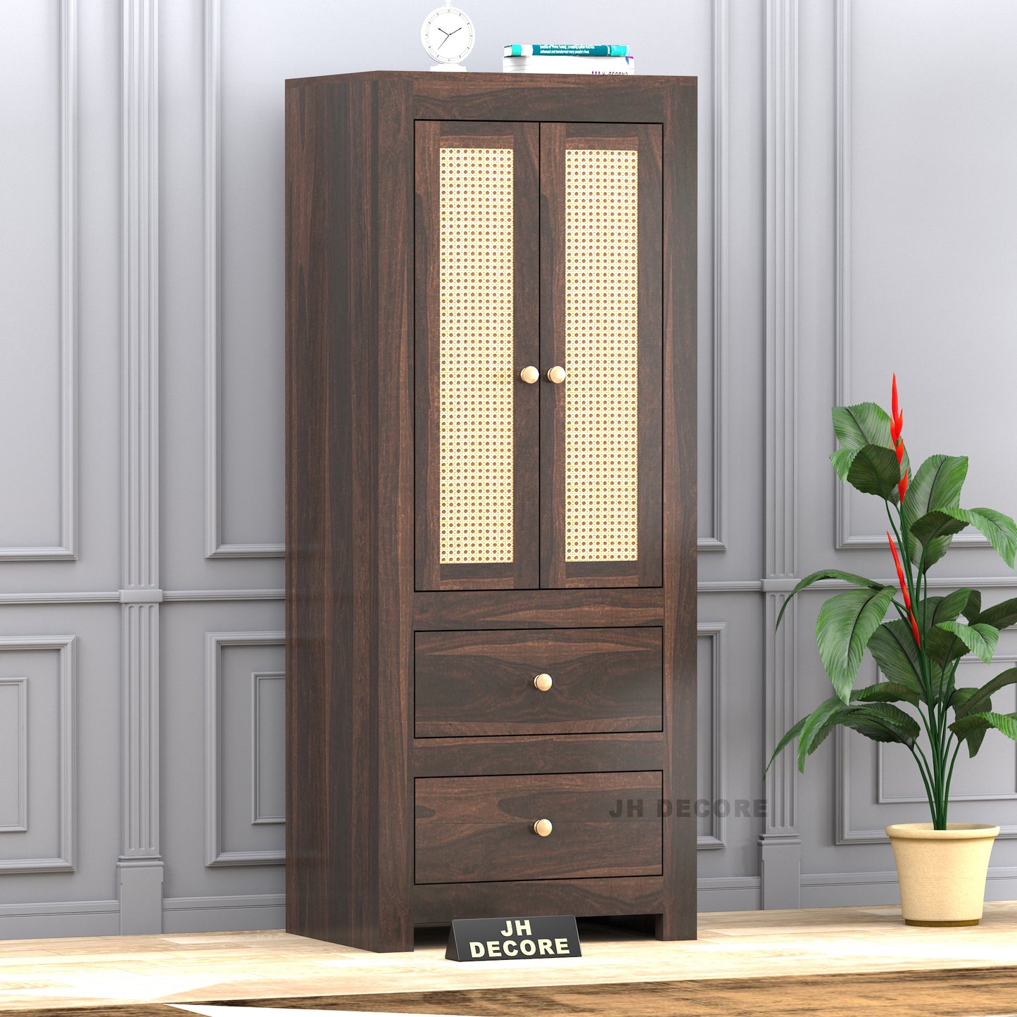 JH Decore Solid Sheesham Wood Almirah For Bedroom