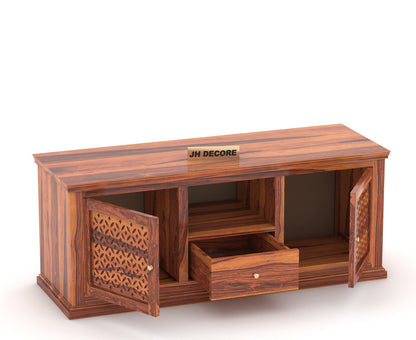 Davis Sheesham Wood TV Cabinet with 2 Doors & Shelf Storage - Image 4