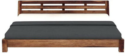 Sheesham Wood Low Height Queen Size Bed Without Storage | JH Decor - Image 3
