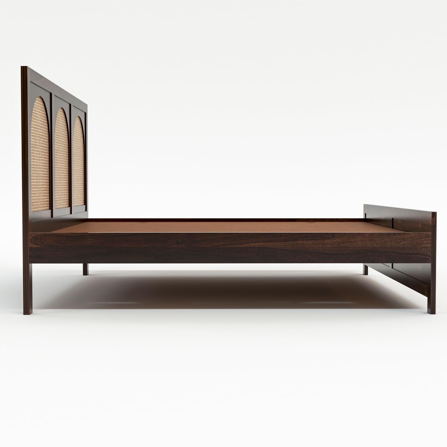 Sheesham Wood Cane Double Bed Without Storage | JH Decor - Image 4