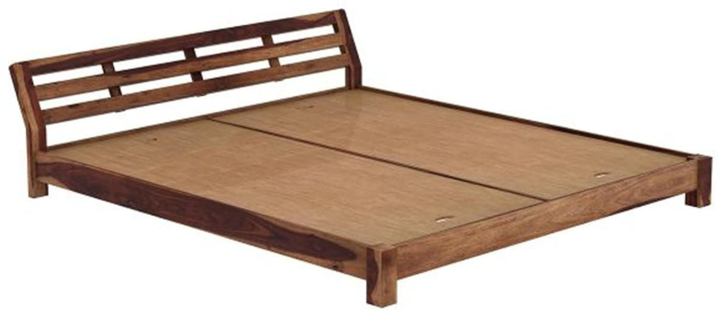 Sheesham Wood Low Height Queen Size Bed Without Storage | JH Decor - Image 5