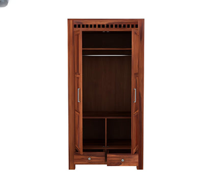 JH Decore Solid Sheesham Wood 2 Door Wardrobe with Multi Drawer Storage