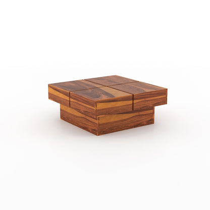 Sheesham Wood Square Coffee Table with 4 Stools | JH Decor - Image 4