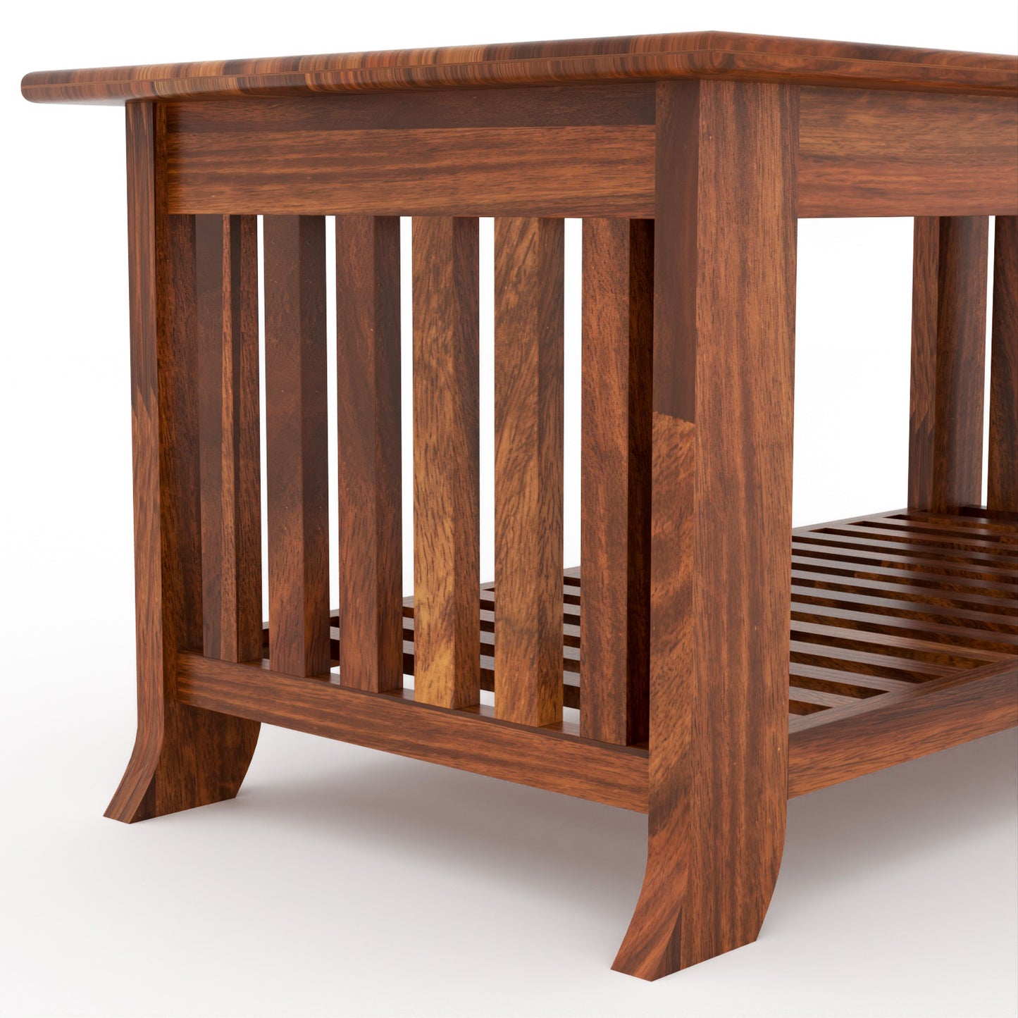 Solid Sheesham Wood Coffee Table with Bottom Storage Shelf