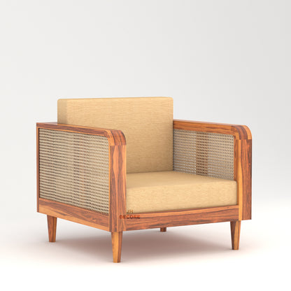 JH Decore Solid Sheesham Wood Cane Design Sofa Set (1 + 2 + 3 )