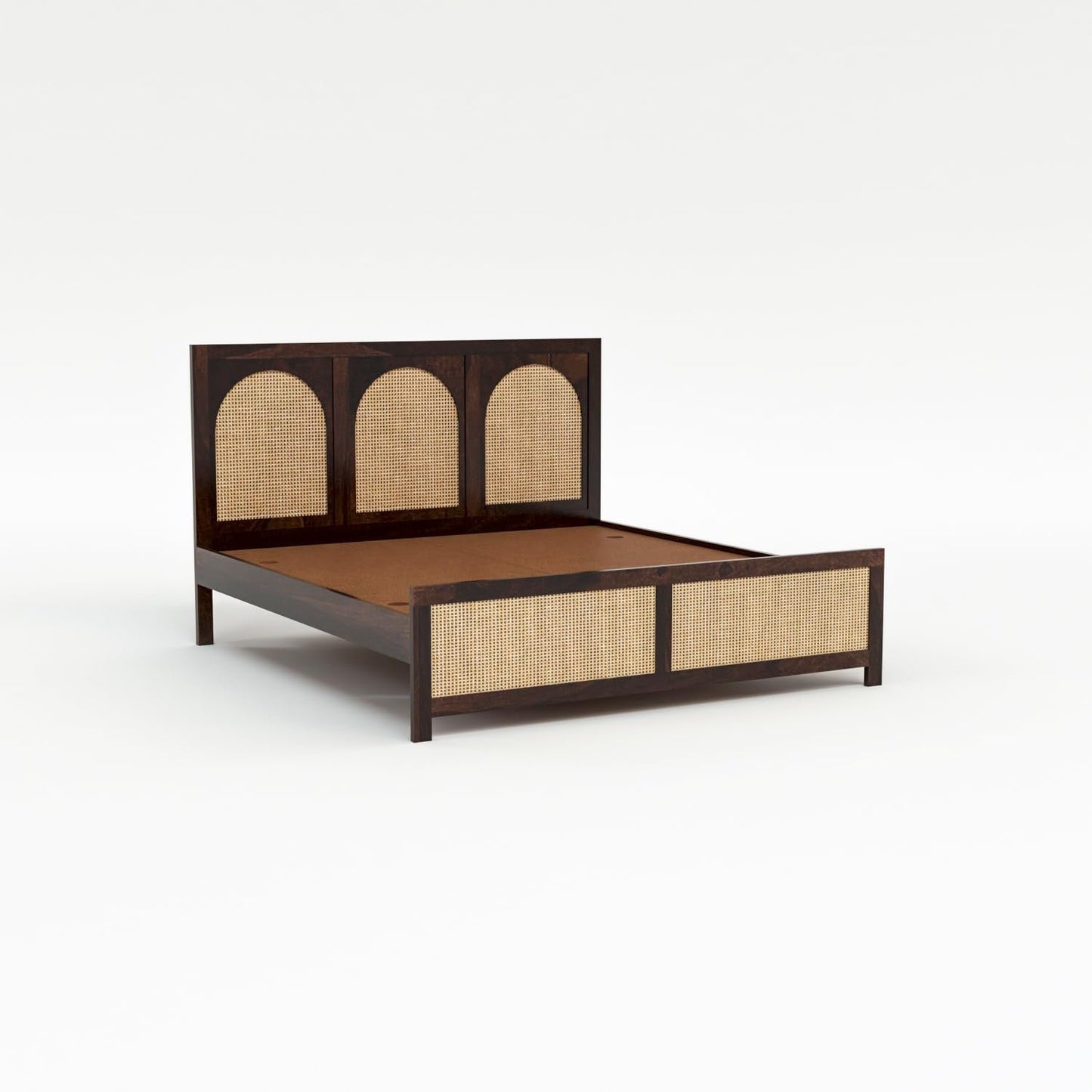 Sheesham Wood Cane Double Bed Without Storage | JH Decor - Image 5