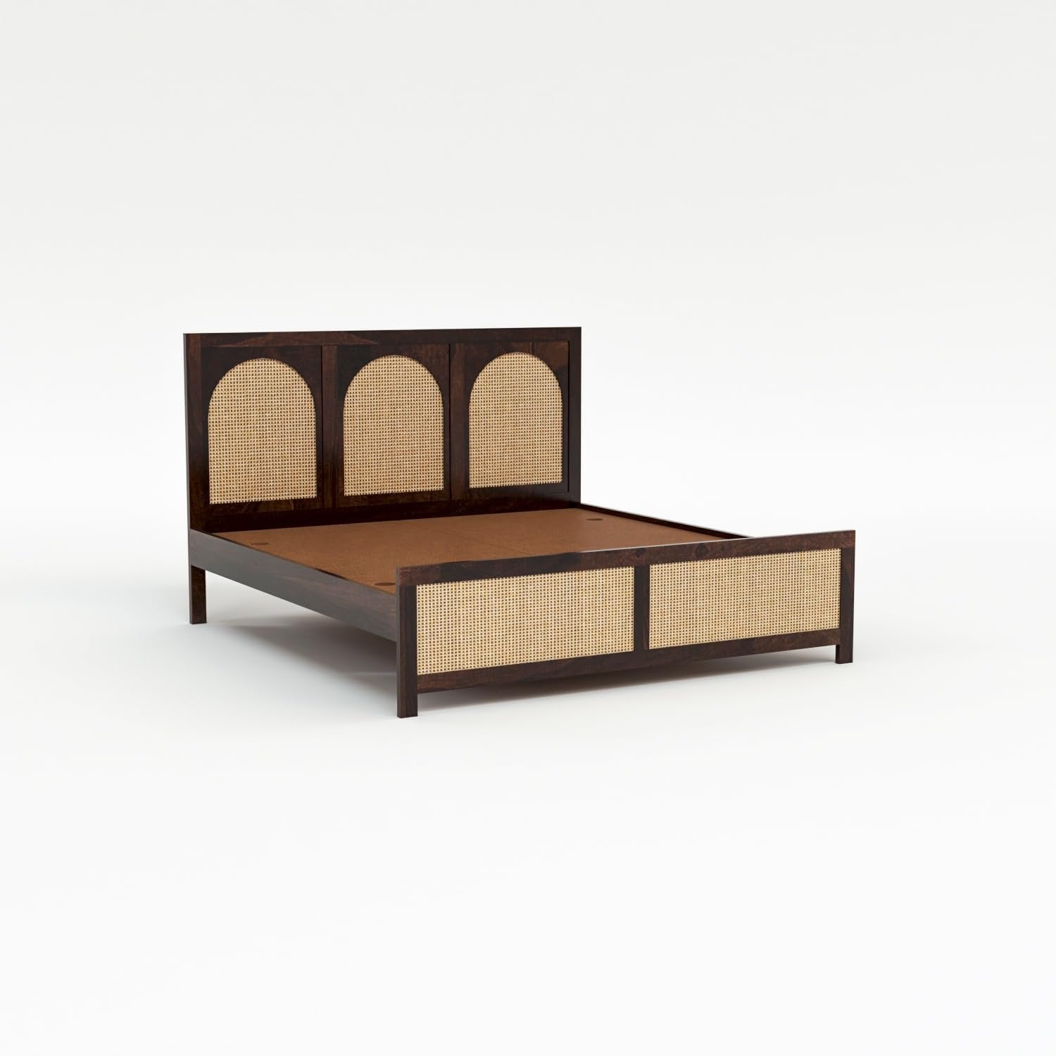 Sheesham Wood Cane Double Bed Without Storage | JH Decor - Image 5