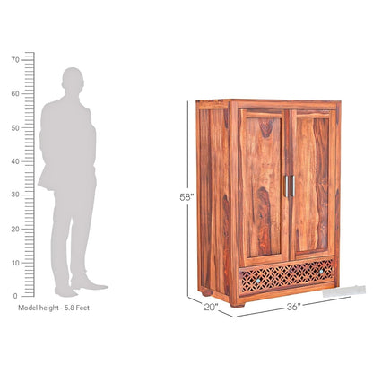 JH Decore Solid Sheesham Wood Almirah For Bedroom