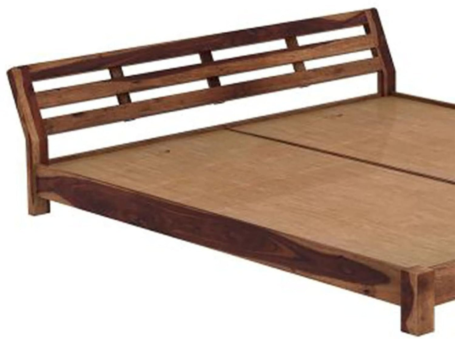 Sheesham Wood Low Height Queen Size Bed Without Storage | JH Decor - Image 2