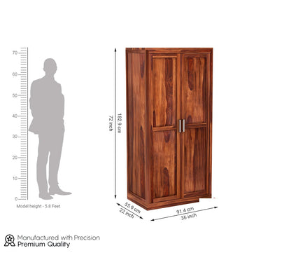 JH Decore Solid Sheesham Wood Almirah For Bedroom