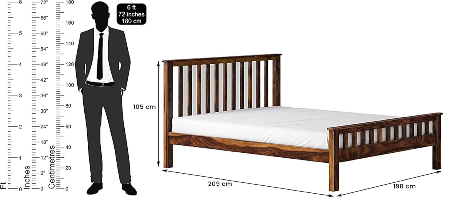 Sheesham Wood Single Size Bed with Headboard | JH Decor - Image 4