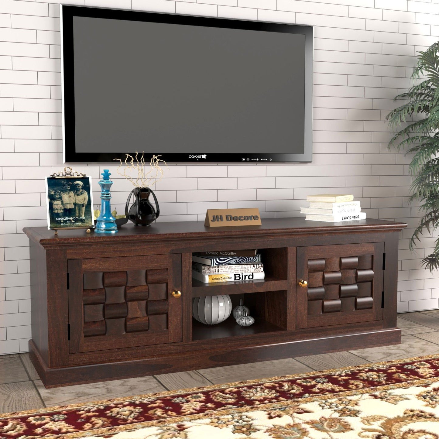 JH Decor Sheesham Wood TV Unit for Living Room