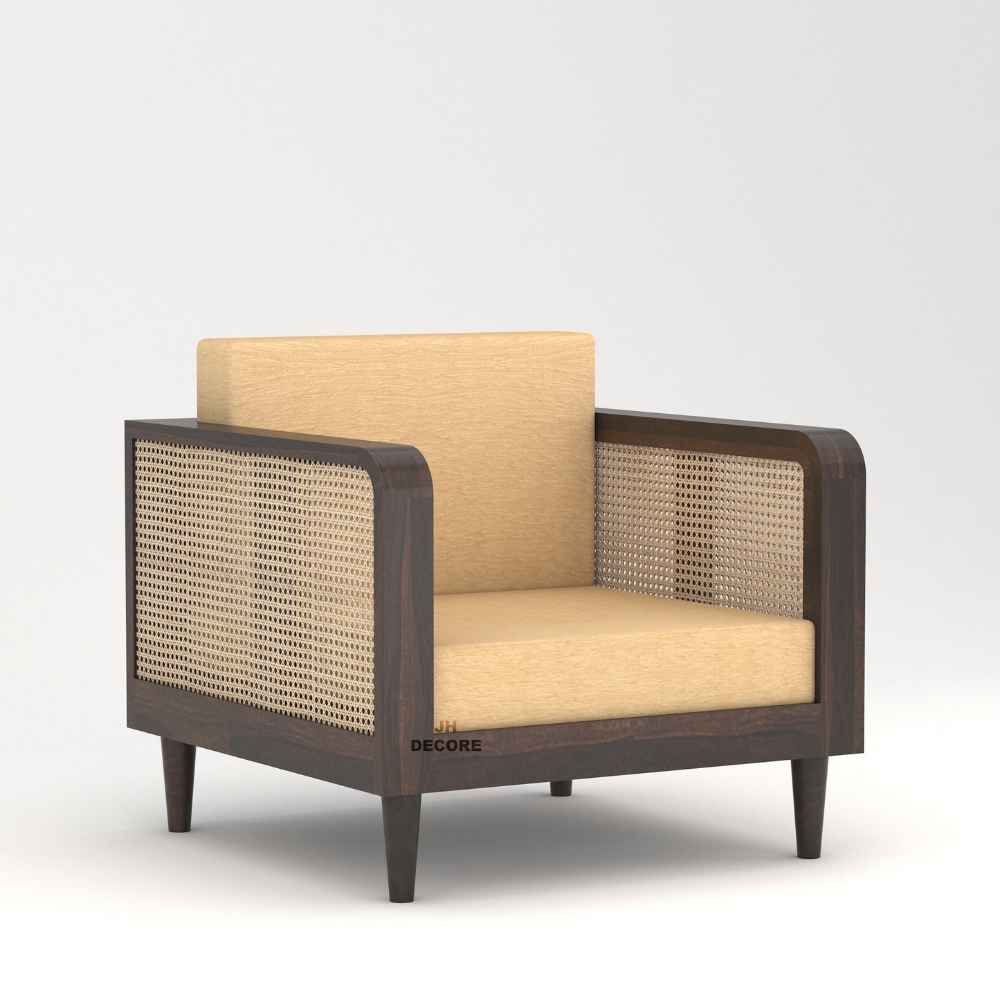JH Decore Solid Sheesham Wood Cane Design Sofa Set (1+2+3 Seater)